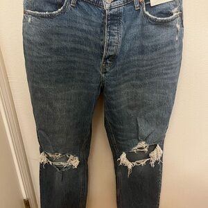 Abercrombie & Fitch Relaxed Fit Ripped Jeans - Dark Blue